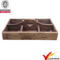 4 Compartments Antique Wooden Crate with Handles